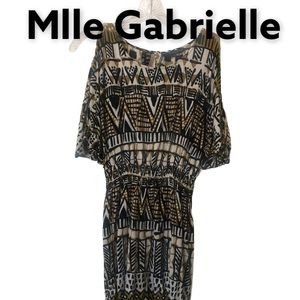 Mlle Gabrielle Tribal Print Tunic Dress yellow, brown, black S